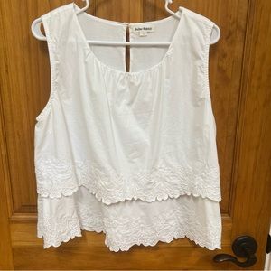 Roller Rabbit White Tiered Sleeveless Blouse, Size L